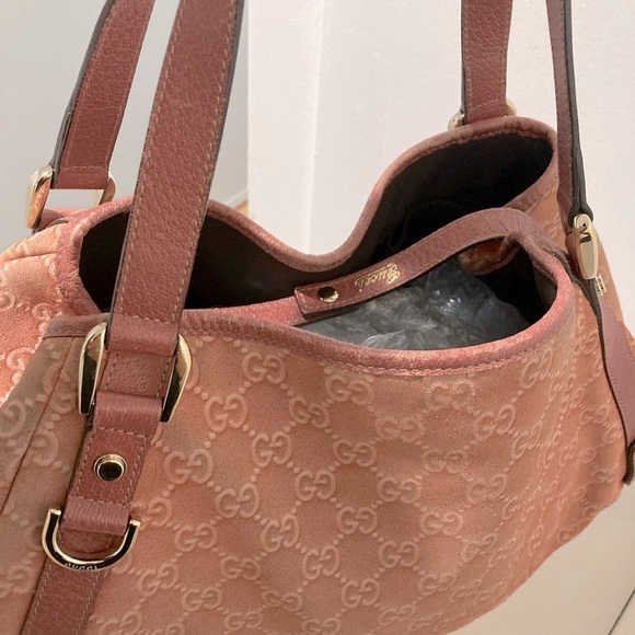 Authentic GUCCI Abbey Shoulder Tote Bag GG Suede Leather - Picture 5 of 17